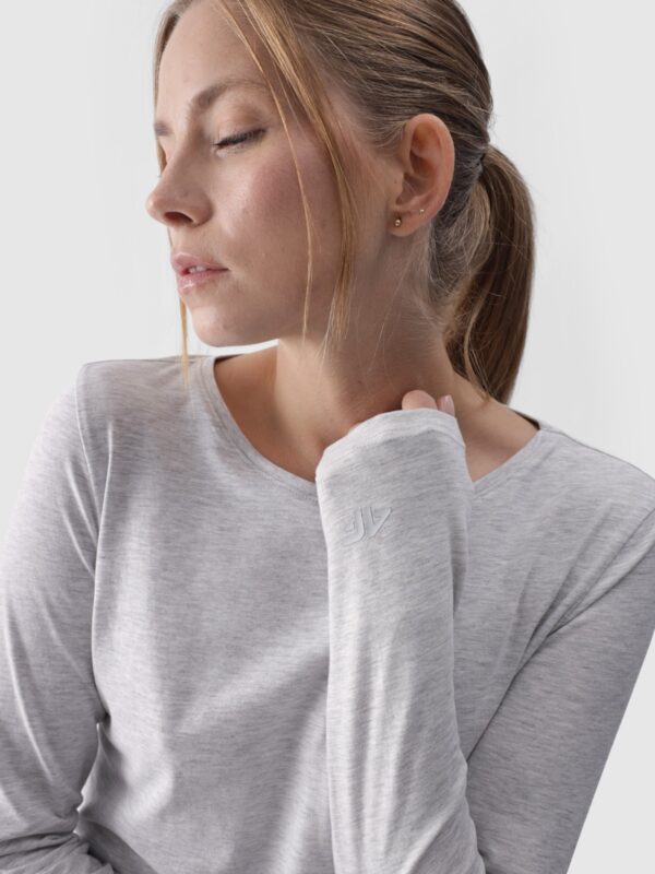 4F Longsleeve slim gładki damski - szary