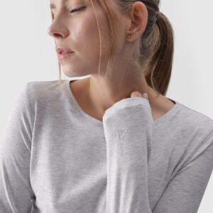 4F Longsleeve slim gładki damski - szary