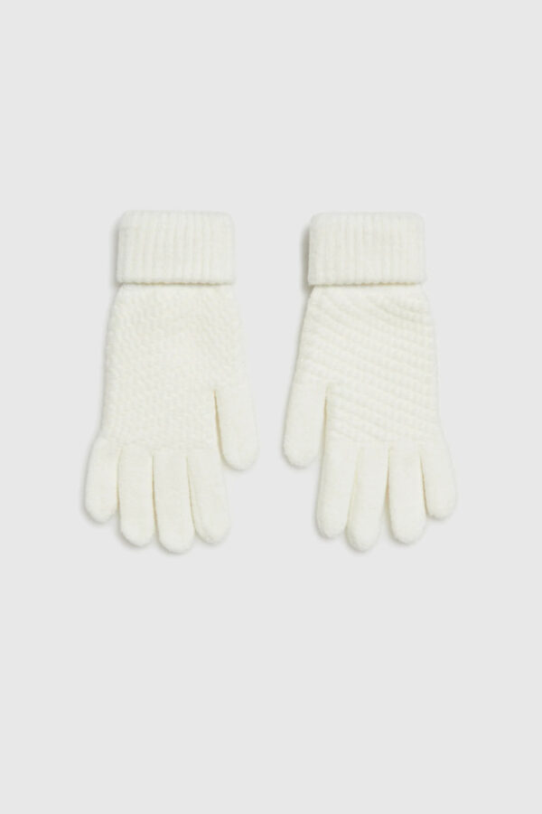 Dzianinowe rękawiczki beżowe