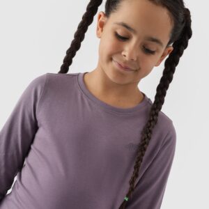 4fdfca1aae428952d620fbe5b799aff4053bf97e 4F Longsleeve regular gladki dziewczęcy - fioletowy 134 (8-9 lat)