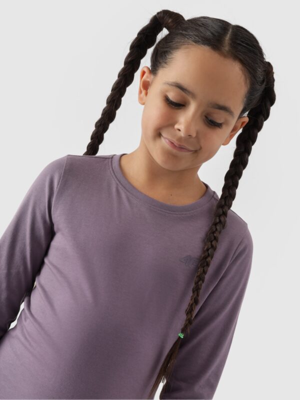 4F Longsleeve regular gladki dziewczęcy - fioletowy 134 (8-9 lat)