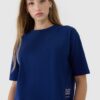4F T-shirt oversize z nadrukiem damski - granatowy