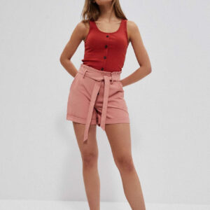 Gładkie szorty z wiązaniem ceglaste