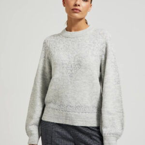 Sweter ozdobiony błyszczącą nitką szary