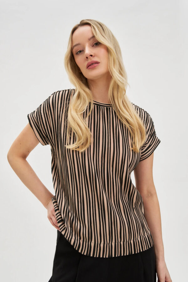 Bluzka w paski beżowa