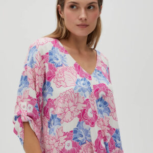 51950e657c12554f4aee706dd89ca9df3cb900d6 Koszula w kwiaty z wiązaniem różowa