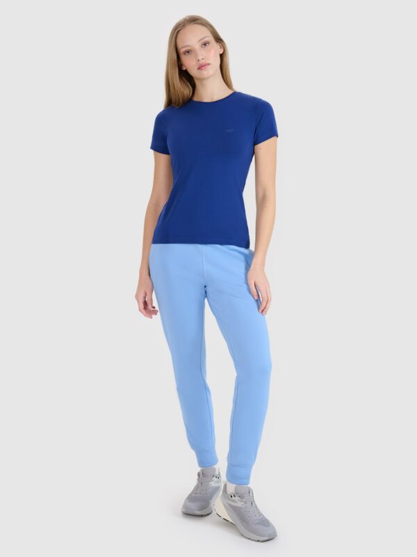4F T-shirt slim gładki damski - granatowy
