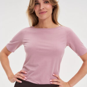 Dopasowana bluzka z krótkimi rękawami różowa