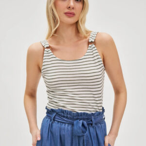Top w paski biały