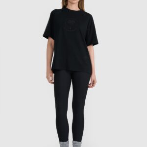 4F T-shirt oversize z nadrukiem damski - czarny