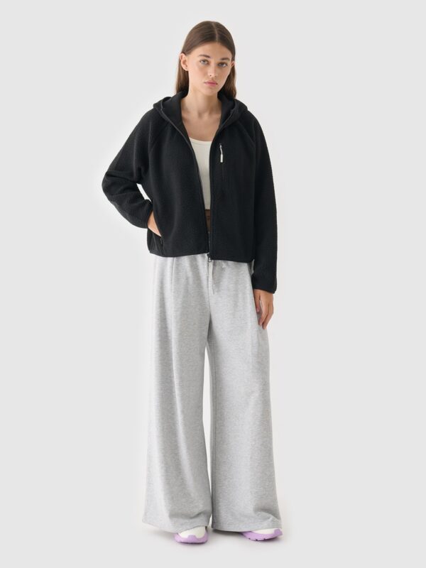 4F Polar sherpa z kapturem damski - czarny