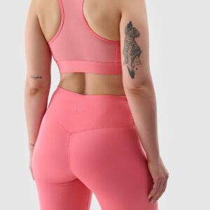 4F Legginsy kolarki treningowe z materiału z recyklingu damskie - koralowe