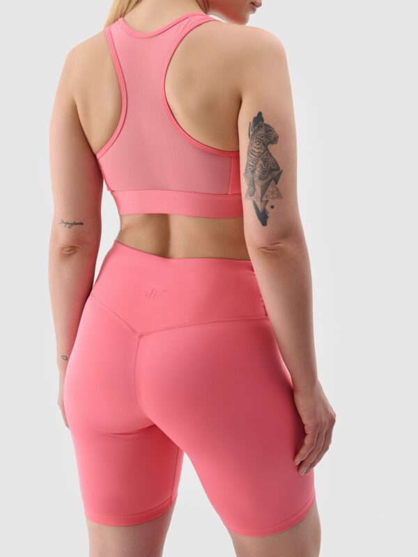 4F Legginsy kolarki treningowe z materiału z recyklingu damskie - koralowe