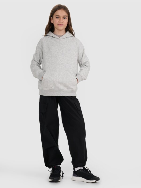 4F Bluza dresowa nierozpinana z kapturem dziewczęca - szara 134 (8-9 lat)
