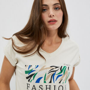 Bawełniany t-shirt z napisem piaskowy