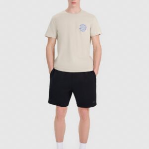 4F T-shirt regular z nadrukiem męski - beżowy