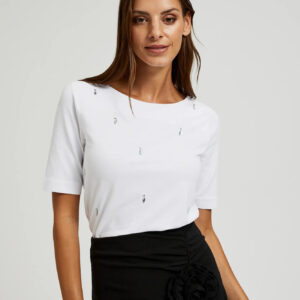 54d8470baf450d4f500701510cc58ad954c840b1 Bluzka ozdobiona koralikami biała