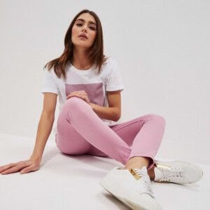 Gładkie spodnie różane