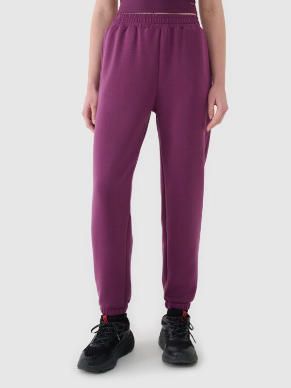 4F Spodnie dresowe joggery z modalem damskie - fioletowe
