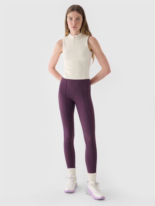 4F Top slim z prążkowanej dzianiny damski - biały