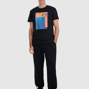 4F T-shirt regular z nadrukiem męski - czarny