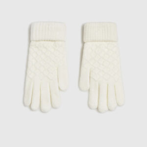 Rękawiczki z ozdobnym wzorem ecru