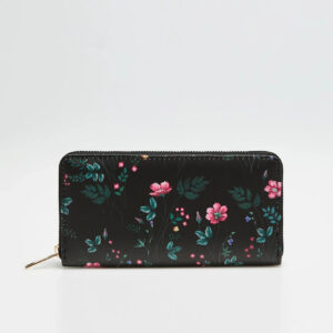 Portfel w kwiaty czarny