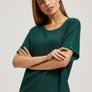 Sweter oversize z metaliczną nitką szmaragdowy
