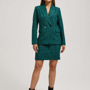 56b41e13103a384294e23da2699e56dd5a55a6d6 Spódnica w tweedowym stylu z ozdobnymi guzikami szmaragdowa