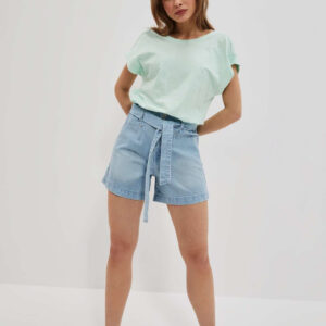 Szorty z wysokim stanem błękitne