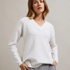 Ażurowy sweter biały