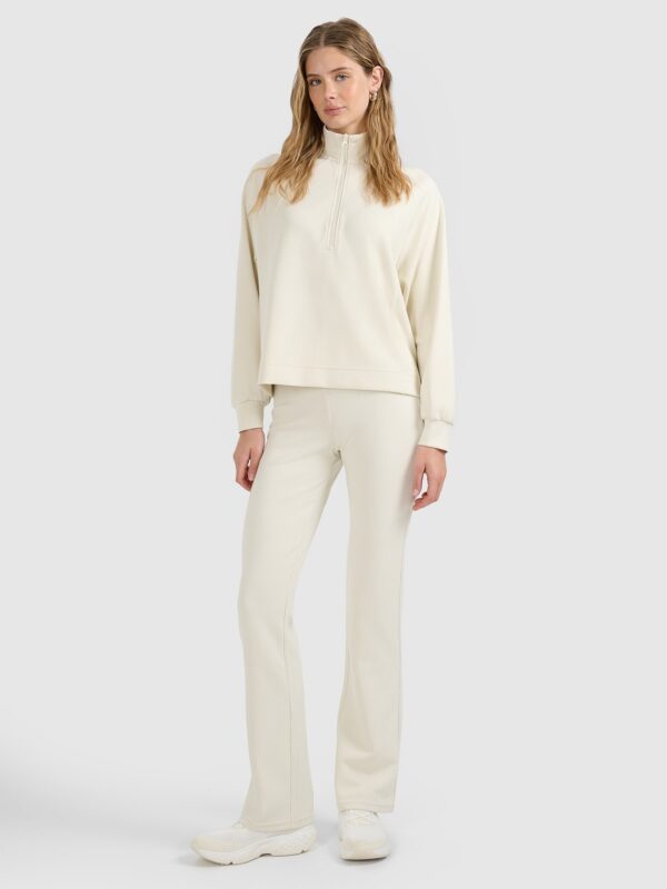 4F Bluza dresowa nierozpinana z modalem damska - beżowa