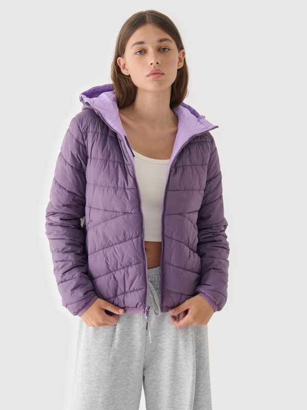 4F Kurtka puchowa dwustronna z wypełnieniem PrimaLoft damska - fioletowa