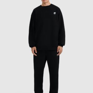 4F Bluza dresowa nierozpinana bez kaptura męska - czarna