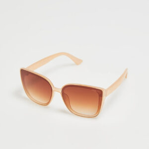 Okulary przeciwsłoneczne z plastikowymi oprawkami beżowe