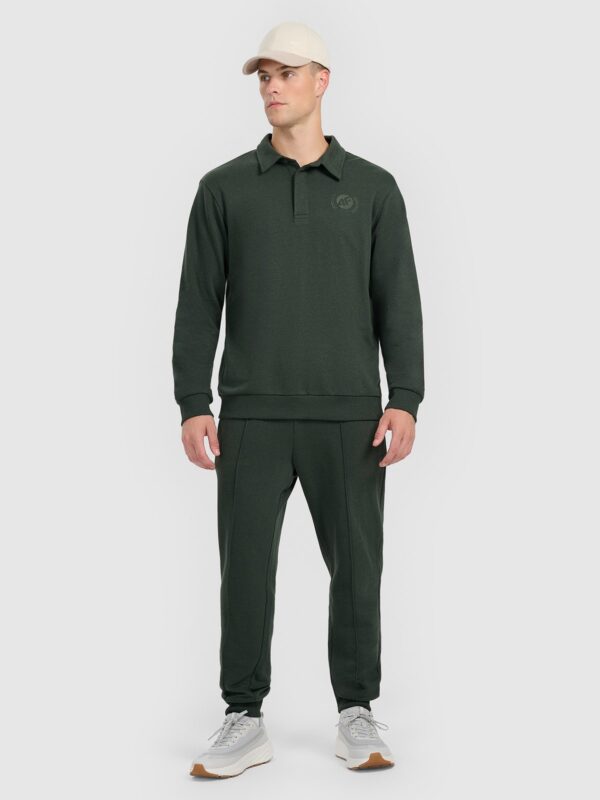 4F Bluza dresowa regular z kołnierzykiem męska - zielona