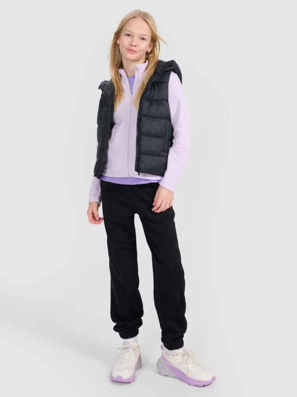 5976711ca2d02673aef1f9beabeab6dd694fc4e8 4F Bezrękawnik puchowy z wypełnieniem syntetycznym dziewczęcy - czarny 128 (7-8 lat)