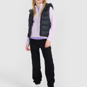 4F Bezrękawnik puchowy z wypełnieniem syntetycznym dziewczęcy - czarny 128 (7-8 lat)