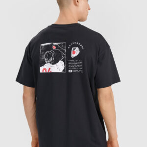 4F T-shirt oversize z nadrukiem męski - czarny