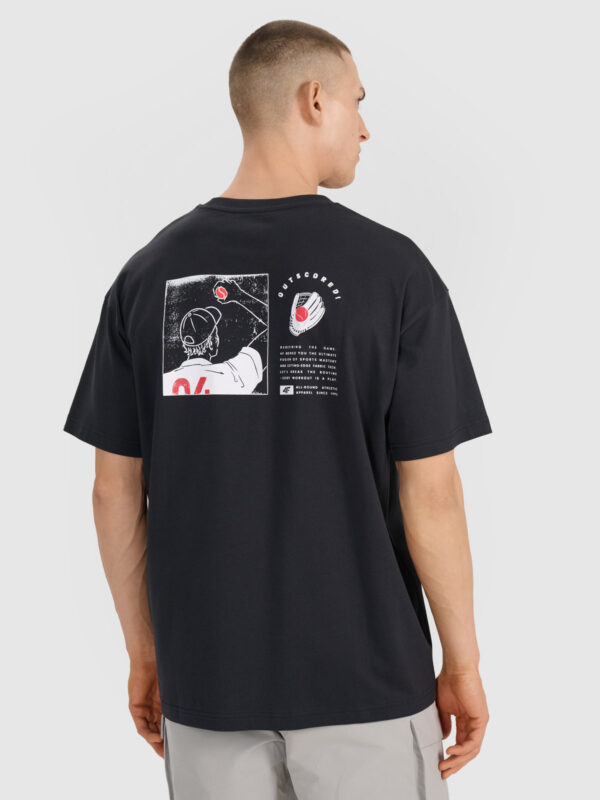 4F T-shirt oversize z nadrukiem męski - czarny