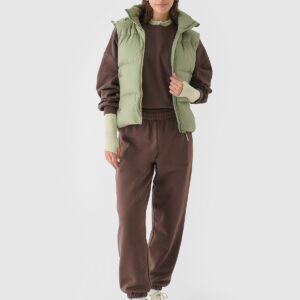 4F Bezrękawnik puchowy z naturalnym wypełnieniem damski - oliwkowy/khaki