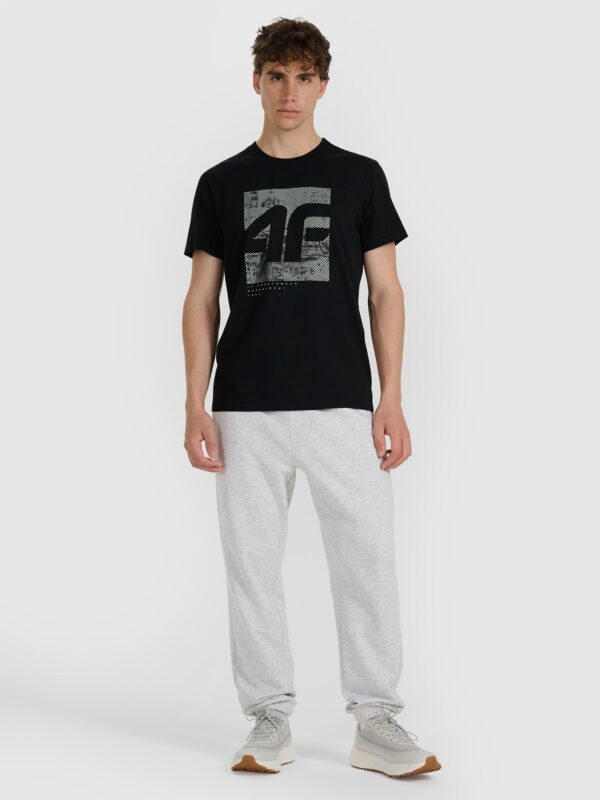 4F T-shirt regular z nadrukiem męski - czarny
