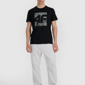 4F T-shirt regular z nadrukiem męski - czarny