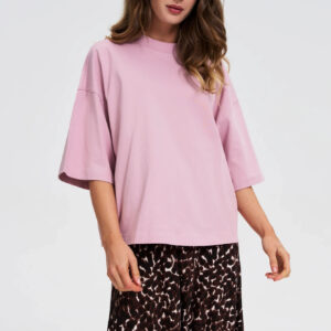 Gładka bluzka oversize różowa