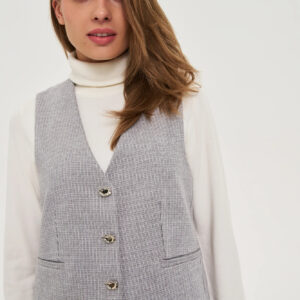 Kamizelka z ozdobnymi guzikami szara