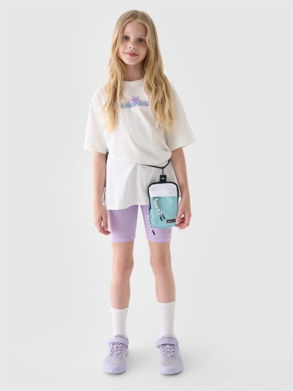 5ac9ed20f2ae28e0c64398ebbdcbccf1013c2260 4F T-shirt oversize z nadrukiem dziewczęcy - biały 122 (6-7 lat)