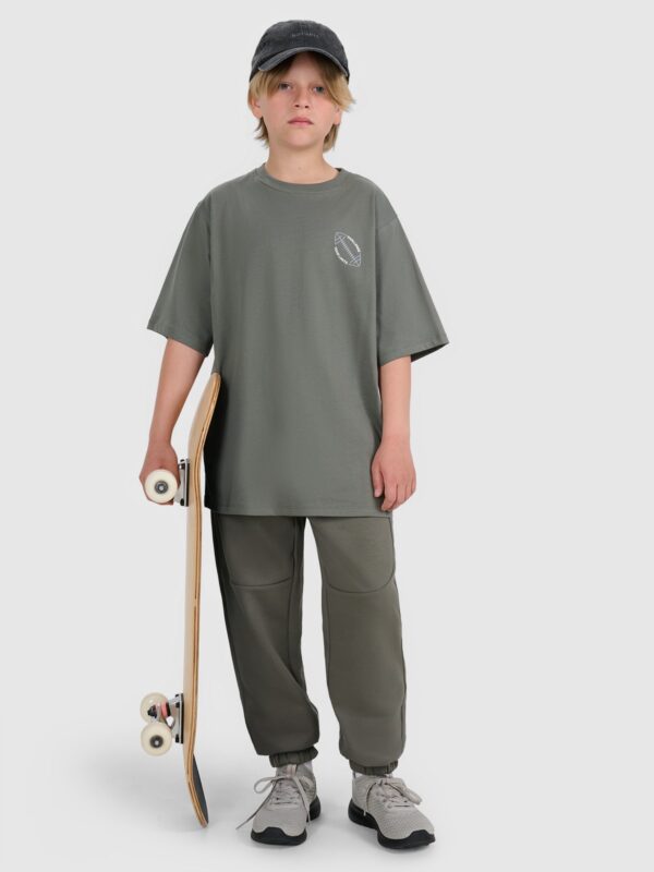 4F T-shirt oversize z nadrukiem chłopięcy - szary 128 (7-8 lat)