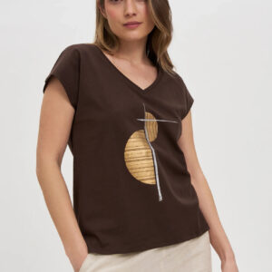 T-shirt bawełniany brązowy