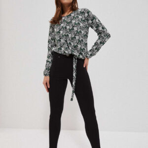 Legginsy z ozdobnym guzikiem czarne