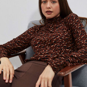 Bluzka z długim rękawem brązowa